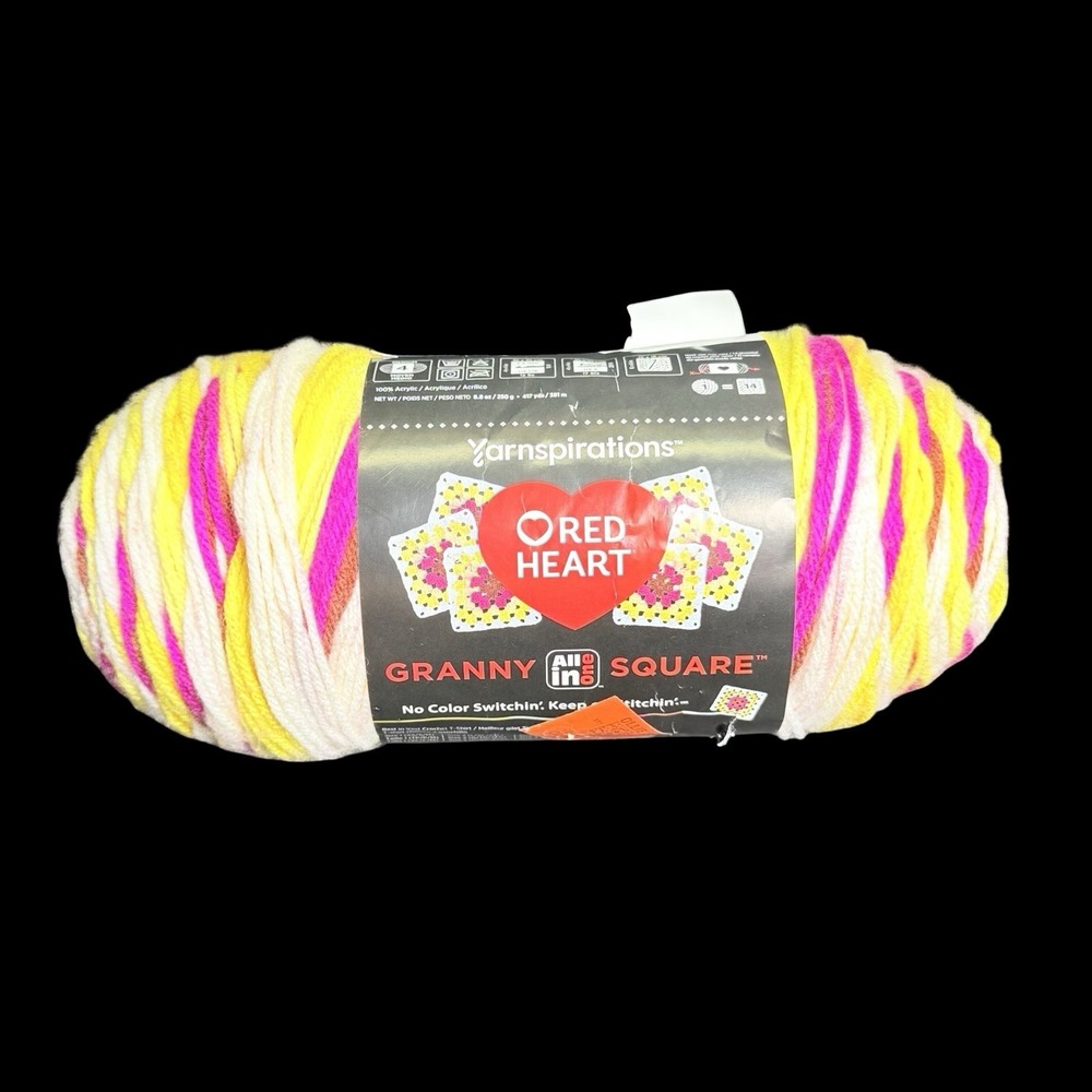 Red Heart All In One Granny Square Yarn Buttercup Blush Pink Yellow White